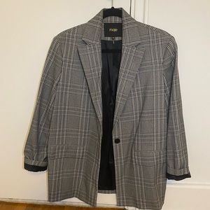 MAJE Oversized Black and White Plaid Blazer